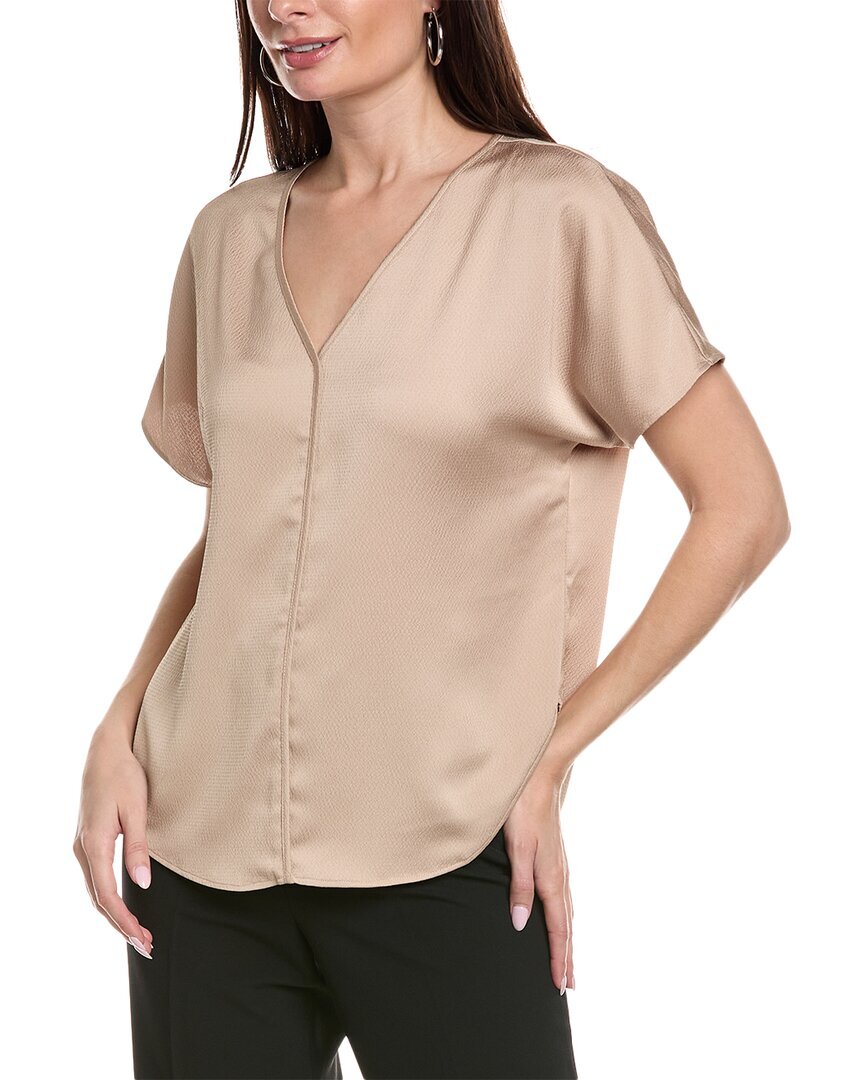 Женская блузка Anne Klein с V-образным вырезом коричневого цвета S