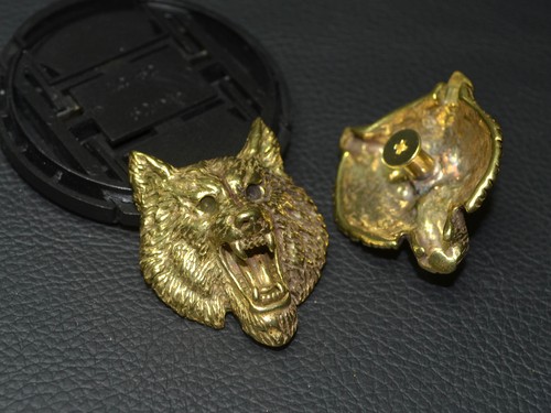 3pcs Solid Copper Brass 3D Wolf head Screwback Conchos DIY Leather accessories