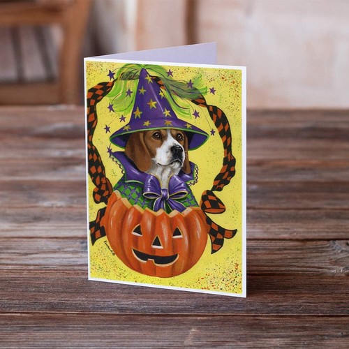 Caroline's Treasures PPP3015GCA7P Beagle Halloweenie Greeting Cards and Envel... - Picture 2 of 3