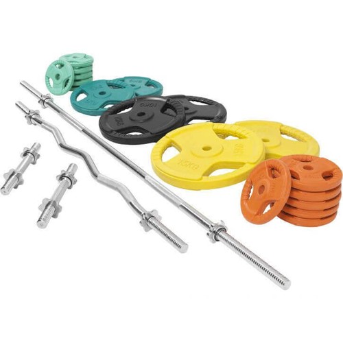 GORILLA SPORTS® Hantelset 108kg Gewichte 30mm Langhantelstange SZ Curlstange Set - Bild 4 von 36