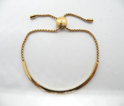 Elegant Michael Kors Signed Rhinestone Adjustable Gold Jewelry Bangle Bracelet - Picture 3 of 5