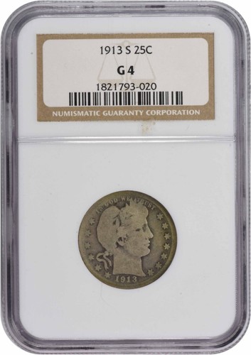 1913-S Barber Silver Quarter G04 NGC - Picture 1 of 4