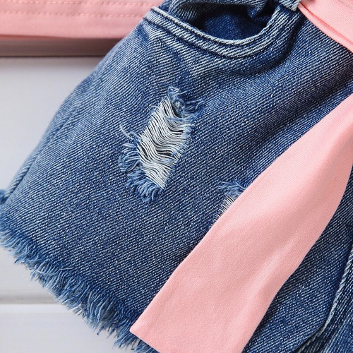 Kleinkind Baby Mädchen ärmellose Tops Kleidung kurze Jeans Hosen Outfits Kleidung Set - Bild 6 von 7