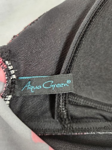 Aqua Green Coral & Black Floral One Piece Swimsuit Size Small Women's F103 - Picture 9 of 10