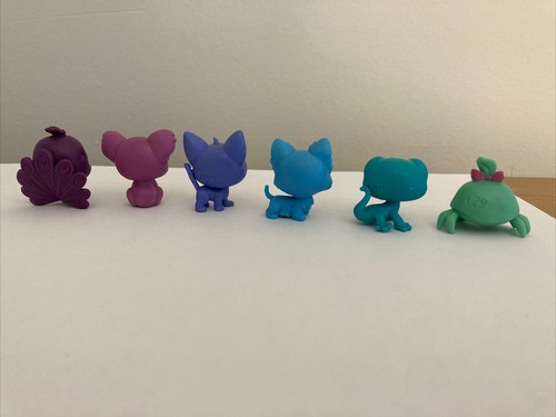 🌟Littlest Pet Shop LPS Rainbow Pack Set Lot Of 6 Mini Pets Blue Purple Tube - Picture 2 of 2