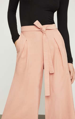 BCBG MAXAZRIA Pleated Culotte Pants XS Blush Eco Friendly Fabric Tie Crop $178 - Picture 5 of 5