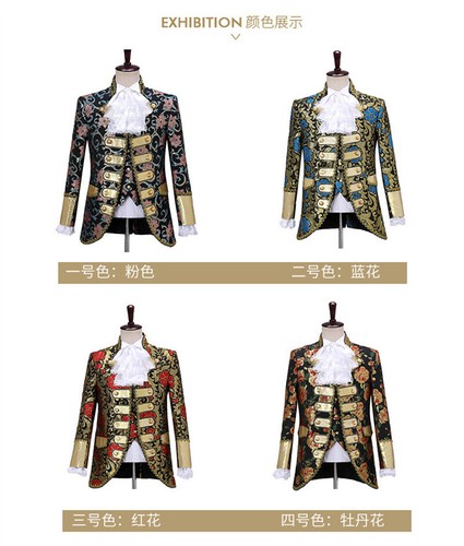 Mens Renaissance Medieval Sequins Jacket King Prince Royal Suits Wedding Costume - Picture 2 of 16