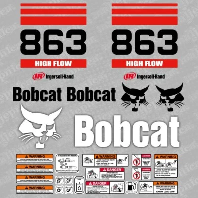 Bobcat 863 High Flow Lader Aftermarket Aufkleber / Ersatzaufkleber Set - Bild 1 von 3