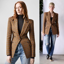 Smythe Not A Db Pagoda Plaid Multicolor Single Button Blazer Umber Tweed Size 2