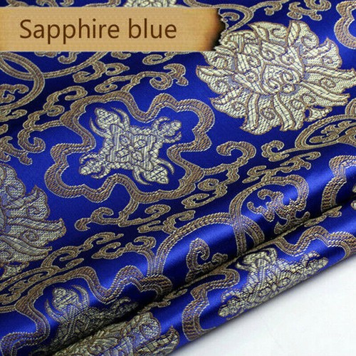 Chinese Traditional Satin Faux Silk Fabric Floral Brocade For Curtain Cheongsam - Picture 6 of 25
