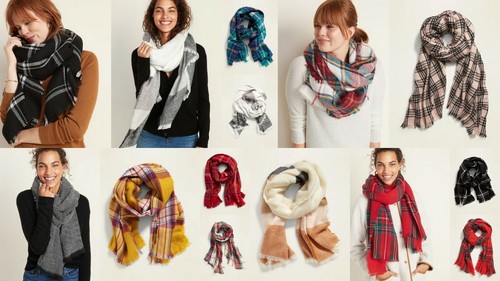 NWT Old Navy Long Flannel Blanket Scarf Wrap Shawl Plaid Checked Tartan Pashmina - Picture 12 of 26