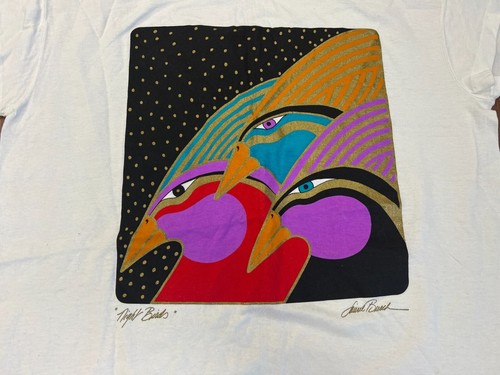 VINTAGE LAUREL BURCH WOMEN'S SHIRT ONE SIZE NIGHT BIRDS 80S 90S ART USA NOS - Picture 5 of 10