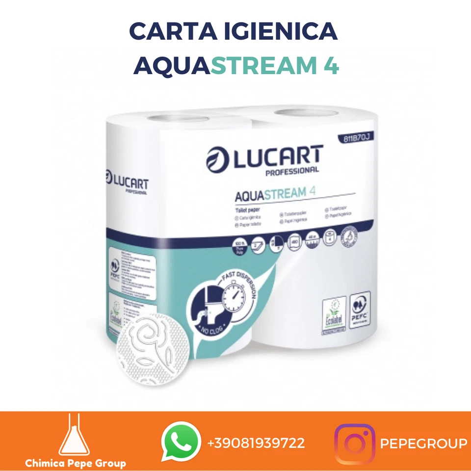 CARTAIGIENICA LUCART AQUASTREAM 4 ROTOLI - 1 confezione