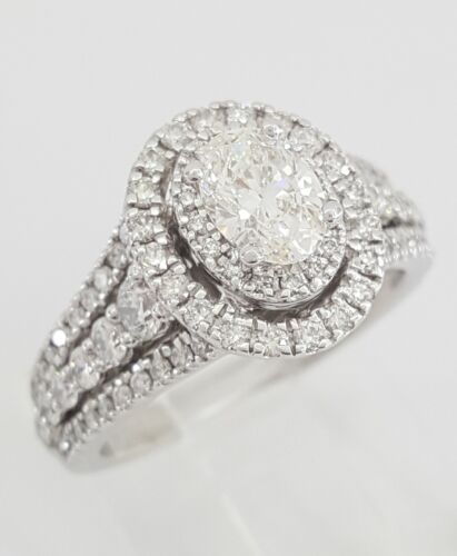 Say I Do Oval Diamond Double Halo Engagement Ring 14k White Gold 1.4 ct - Picture 3 of 10