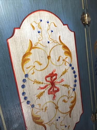 Scatola norvegese in legno floreale blu dipinto a mano arte popolare FIRMATA - Foto 13 di 16