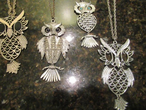 6 Collares Colgantes Búho Vintage Tono Plateado Cobre - Imagen 6 de 6