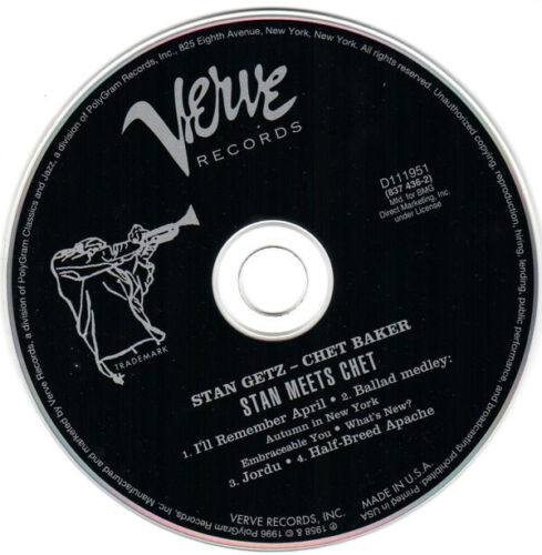 Stan Getz - Chet Baker - Stan Meets Chet (CD, Album, Club, RE) (Very Good Plus ( - Picture 2 of 3