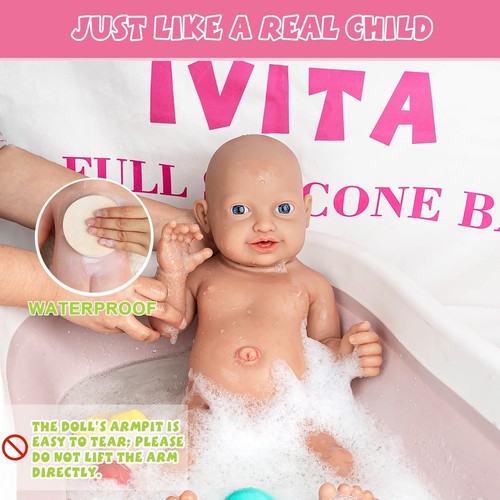 IVITA 14 inch Full Body Silicone Baby Dolls That Look Real, Not Vinyl Dolls, ... - Picture 6 of 6