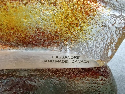 Cassandra Studio Quebec Cat 12” Sandcasted Art Glass Sculpture. Beautiful! - Picture 11 of 12