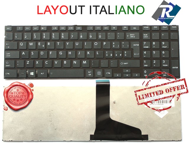 TASTIERA Italiana Toshiba Satellite L850 C850 C850D C855 C855D C870 L855 L8 Nera TASTIERA Italiana Toshiba Satellite L850 C850 C850D C855 C855D C870 L855 L8 Nera