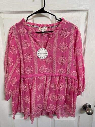 NWT New Womens Ladies UMGEE Tunic Top Shirt Blouse Eyelet Embroidered 1XL  1X