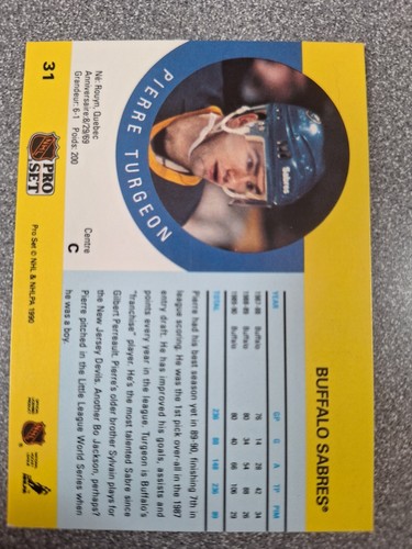 1990-91 Pro Set - #31 Pierre Turgeon - Picture 2 of 2
