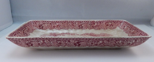 MASON'S Ironstone Vista England Pink Transferware Rectangle Dish Crazed/Stained - Picture 3 of 7