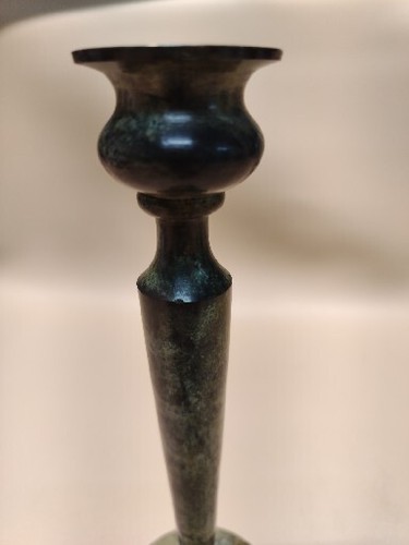 Candle Holder Antiqued Ornate Metal Rustic Patina Candlestick - Picture 4 of 10