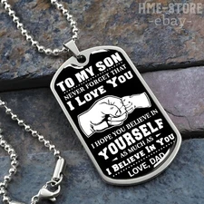 To My Son Dog Tag Necklace From Dad Believe In Confident Inspirational Son Gifts