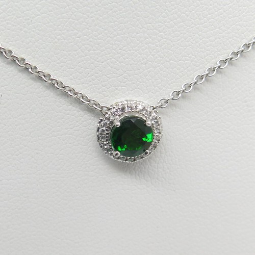 925 Sterling Silver Real White Topaz & Peridot Cable Chain Necklace 16-18" - Picture 5 of 9