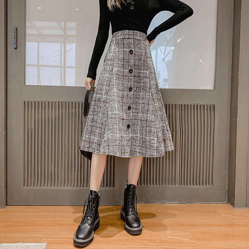 Women Check Plaid Midi Skirt A line Pleated High Waist Winter Warm Party Retro eBay