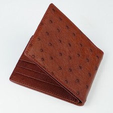 Genuine Ostrich Brown Bifold Leather Wallet Men's Skin Wallet Handmade Gift