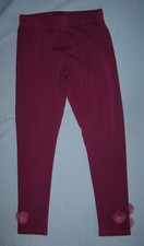 Lands' End Tulle Flower Leggings Wine Grape Purple Full Length Size L 14 EUC