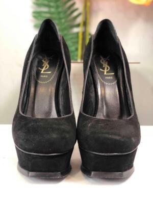 YSL Yves Saint Laurent Tribute Black Suede Purple Crocs Platform Pumps EU37 US7 eBay