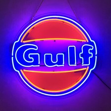 Gulf Gas 19"x19" Real Glass Neon Sign Wall Hanging Advertising Light Artwork