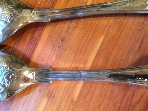Silver plate Silverware Decorative Fork & Spoon Fruit Salad Serving Set Vintage - Picture 8 of 9