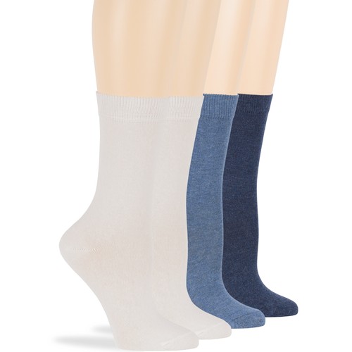 Women's Cotton 4 Pack Solid Crew Socks L-M Black-Navy-Brown-Beige-Khaki-Grey - Picture 189 of 190