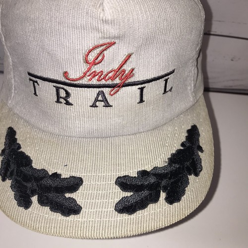 De colección Indy Trail Snapback Sombrero Gorra Gris Pana Sombrero Hecho en EE. UU. - Imagen 2 de 7