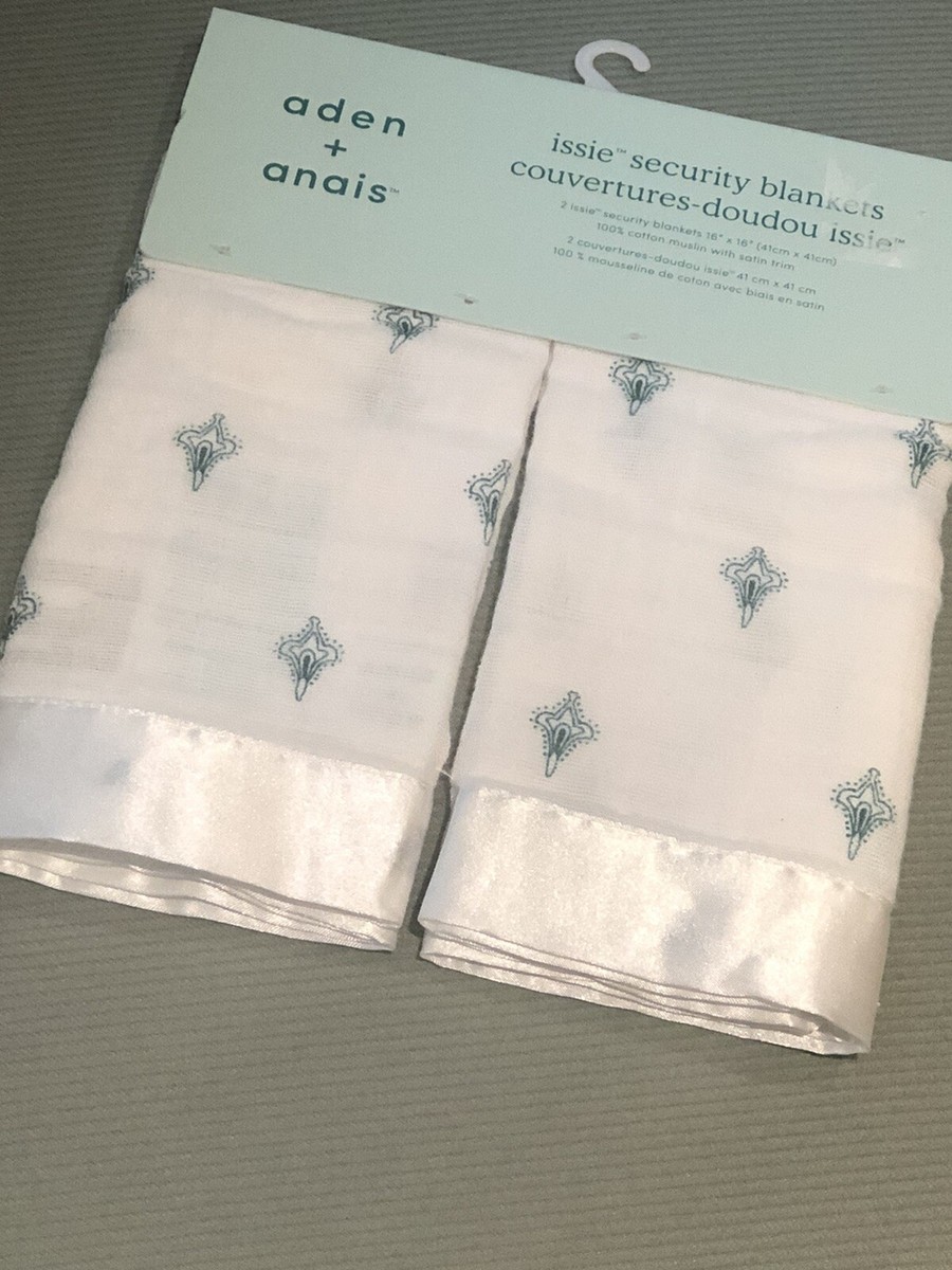 Aden Anais Muslin Baby Security Blanket Satin Edge Paisley Teal Lovey NWT