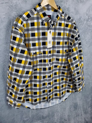 Levi's Shirt Men's Medium Yellow Skateboarding Worker Heavy Duty Plaid Abstract - Picture 3 of 15