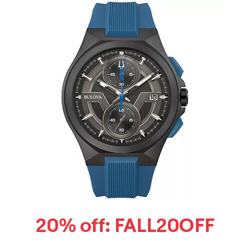 Bulova Maquina Men's Quartz Chronograph Calendar Date Blue Watch 46MM 98B380
