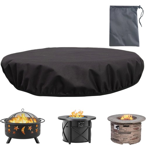 Round Fire Pit Cover Heavy Duty Waterproof Patio Outdoor Fireplace Protector - Picture 2 of 15