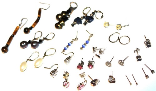 Fabulous solid & accented 925 sterling silver pearl gemstone mixed earrings #114