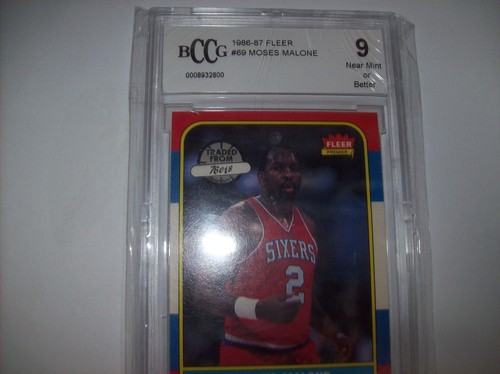 1986 Fleer Moses Malone BCCG NM 9 Free Ship & Tracked - Picture 1 of 4