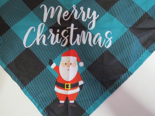 Set of 4 (Red Green Blue White) Merry Christmas Plaid Pet Bandanas - Santa - Picture 3 of 10