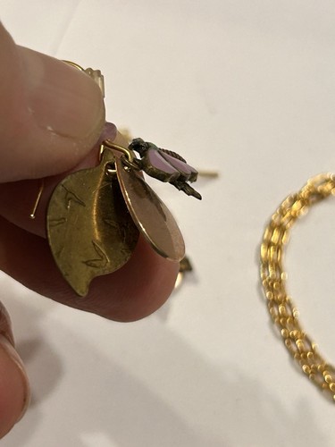 VTG SILVER FOREST Butterfly Handmade Layered Pierced EARRINGS & NECKLACE set - Picture 15 of 18