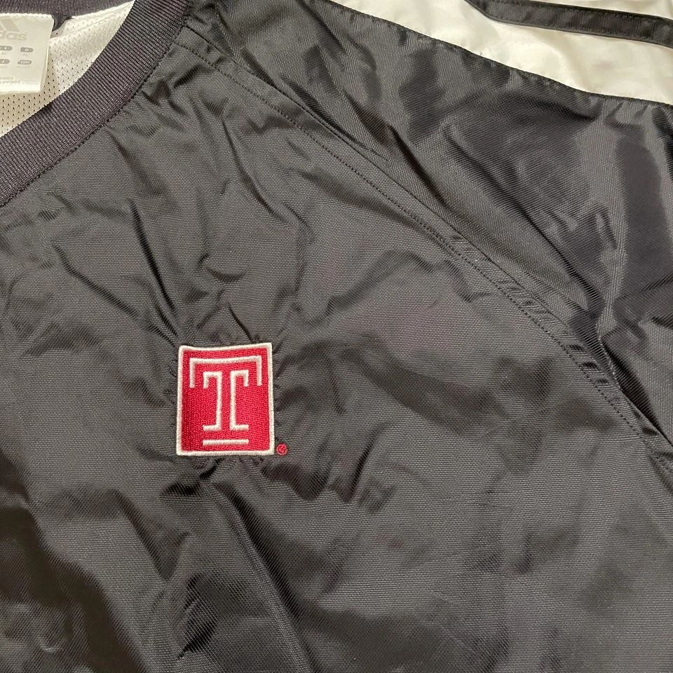 Chaqueta cortavientos vintage Temple Owls para hombre XL NCAA baloncesto Adidas cuello en V Foto 4 de 4