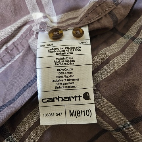 Carhartt Shirt Girls Medium 8-10 Long Sleeve Button Front Pockets - Picture 4 of 7