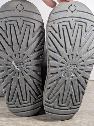 UGG Classic Mid Calf Grey Suede Mid Fur Lined Casual Boots Girls Size 3 - Picture 11 of 11