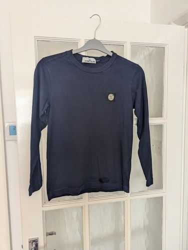 Stone Island Herren T-Shirt Schwarz Baumwolle Langarm XS